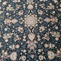 فرش ماشینی ۹ متری با زمینه سورمه ای