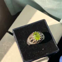 انگشتر زبرجد با رکاب دست ساز نقره