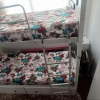 تخت دو نفره چوبی فلزی|تخت و سرویس خواب|اشتهارد, |دیوار