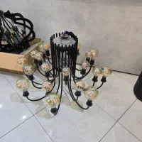 لوستر مشکی با لامپ