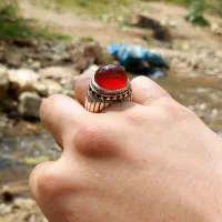 انگشتر رسول یک نقره عقیق کلوخه تمام شبکه