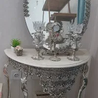 آینه شمعدان برنزی نقره ای