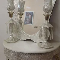 اینه شمعدان ملیله با آبکاری نقره