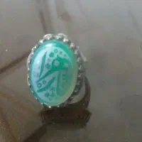 انگشتره با نگین عقیق سبز یا زهرا