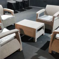 مبل چهار نفره بابل کارپت مدل حصیری روکش چرم