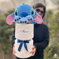 بوکت عروسک استیج آنجل آبی و دستگل استیج پسرونه