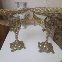 میوه خوری پایه دار و ۲ عدد شیرینی خوری برنزی