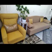 مبل هشت نفره کوسن دار با رنگ زیبا در حد