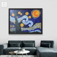 تابلو تابلو نقاشی شب پر ستاره ونگوگ کار دست برجسته|تابلو، نقاشی، عکس|تهران, شهران شمالی|دیوار