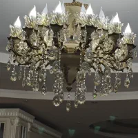 لوستر ۲۴ شاخه به همراه لوستر لاینر۸ شاخه جنس برنزی