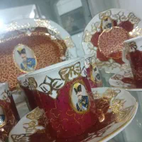 سرویس چینی 34پارچه شاه عباسی قدیمی نقاشی و طلاکاری