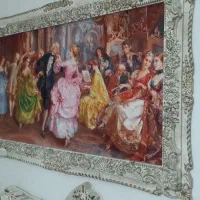 تابلو بزرگ فرانسوی قاب چوبی کرم طلایی۸۰ در ۱۲۰