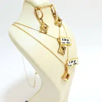 نیم ست طلا بدون زنجیر ونکلیف لوزی پلاک گوشواره|جواهرات|مشهد, ده دی|دیوار