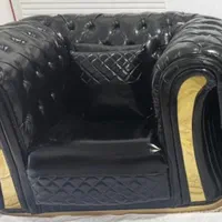 ست مبل ۸ نفره چرم مشکی و طلائی شیک قیمت 100میلیون