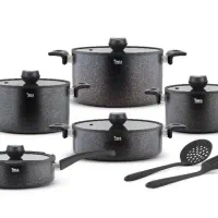 سرویس قابلمه تیارا طرح سلین۱۲ پارچه رنگ سبز تیره