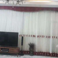 پرده حریر و دستک و کتیبه و ریل با همه لوازم