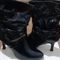 بوت زنانه ورنی پاشنه دار