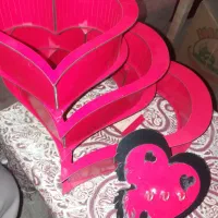 باکس قلبی چوبی سه تیکه با جاکلیدی قلبی|صنایع دستی و سایر لوازم تزئینی|نهاوند, |دیوار