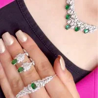 سرویس زمرد جواهر تمام نقره لوکس عین طلا خارجی|بدلیجات|تبریز, |دیوار