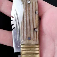 چاقوزنجان دسته شاخ تیغه زنجان اصل کرمانشاه هستم|کلکسیون اشیاء عتیقه|گهواره, |دیوار