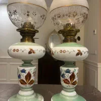 جفت چراغ قدیمی اوپالین عتیقه