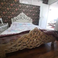 تخت سلطنتی منبت کاری ، دونفره همراه تشک خوشخواب