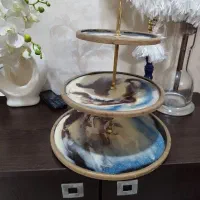ظرف پذیرایی سه طبقه و سینی رزینی|صنایع دستی و سایر لوازم تزئینی|تهران, فلاح|دیوار