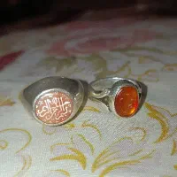 دو عدد انگشتر خطی عقیق یمنی