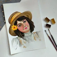 چهره با ابرنگ|تابلو، نقاشی، عکس|نسیم‌شهر, |دیوار