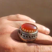 انگشتر عقیق یمنی روکش نقره