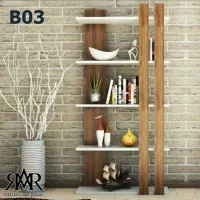 قفسه کتاب و دکوری B03 ام دی اف و چوبی