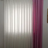 پرده حریر باپنل صورتی (کنفی) به همراه زیر پرده|پرده، رانر، رومیزی|آمل, |دیوار