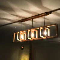 لوستر سه شاخه چوبی مینیمال