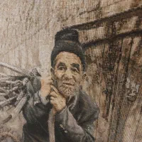 تابلو فرش کوچه باغ روستا ۱۲۰در۸۰ باقاب تمام چوب|تابلو فرش|مشهد, ده دی|دیوار