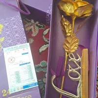 گل رز آبکاری طلا ۲۴عیار شناسنامه دار