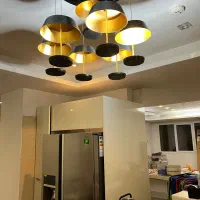 لوستر مدرن مشکی طلایی چند آویز،