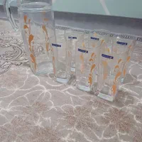 پارچ ولیوان بلند گلدار لومینارک فرانسه درجه یک