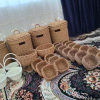 بافت سبد حصیری در انواع مختلف و سایز متفاوت|صنایع دستی و سایر لوازم تزئینی|بجستان, |دیوار