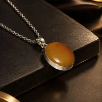 گردنبند نقره ۹۲۵ با سنگ عقیق زرد طبیعی