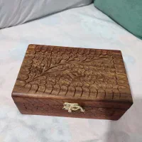 صندوقچه جواهرات چوب گردو کاردست قلم‌کاری شده