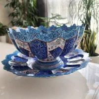 ست کاسه بشقاب میناکاری مسی اصل اصفهان