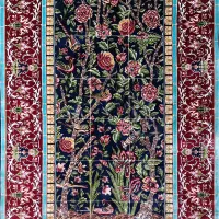 قالیچه ی ابریشمی  یک  در یک و نیم