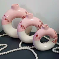 گلدان دکوری سه سایز،مدل گل و پروانه