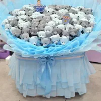 دسته گل تدی مناسبتی سوپرایزی نوزادی
