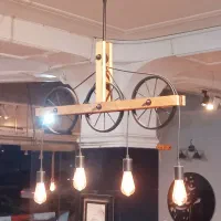 لوستر چوبی مدل چرخی|لوستر و چراغ آویز|ساری, |دیوار