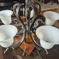 لوستر ۵ شعله چوب و استیل