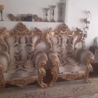 مبل سلطنتی وسه تا کل میز بزرگ وسط وکنار مبلی|مبلمان خانگی و میز عسلی|شیراز, سجادیه|دیوار