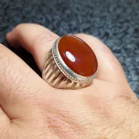 انگشتر عقیق یمنی سرخ با رکاب دست ساز حرفه ایی