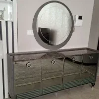 آینه کنسول و میز تی وی و پرده و رومیزی