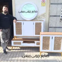 کنسول آینه ست مدل حصیری 120 سانت